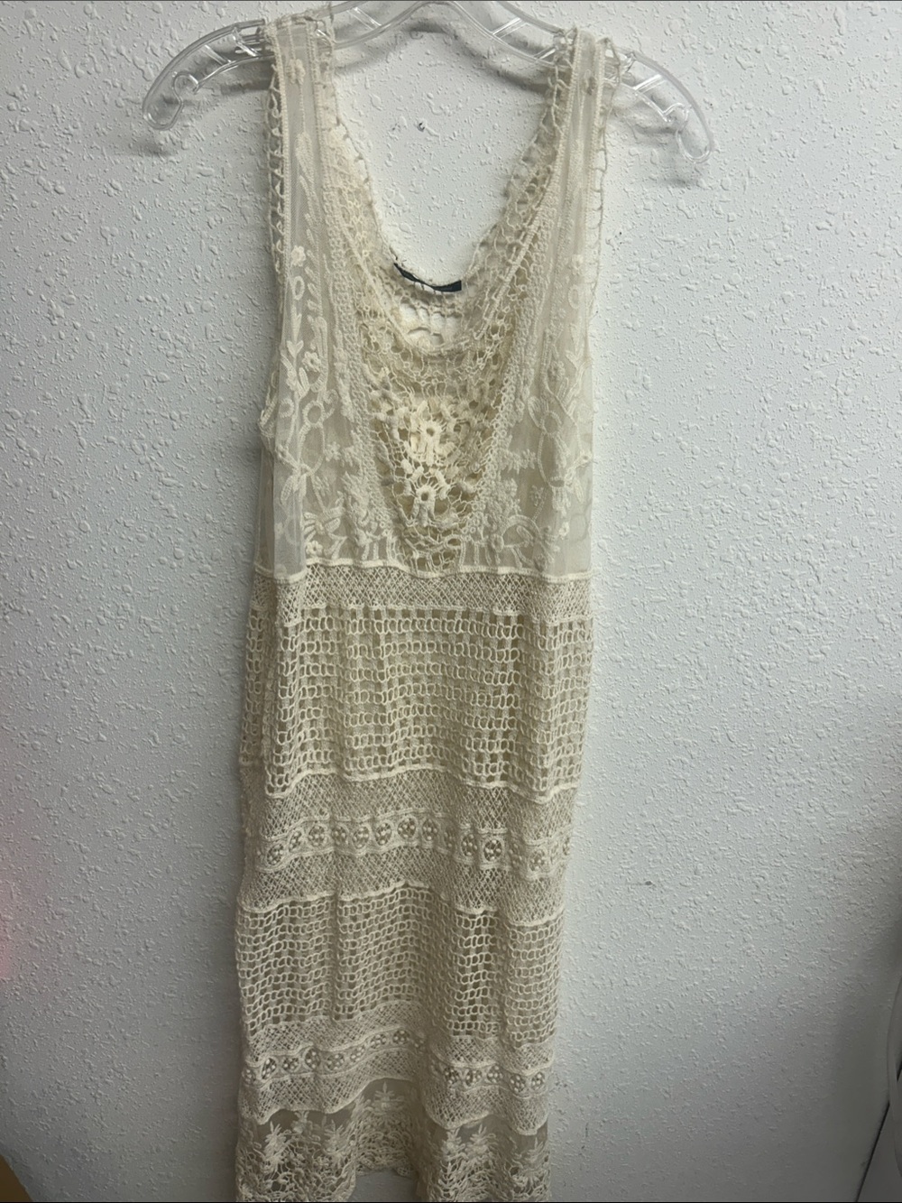 Lace Crochet Swim Coverup Dress in Cream